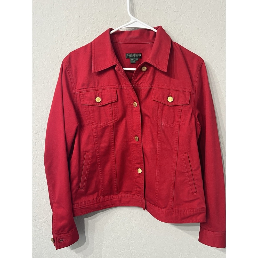 Vintage Lauren Jeans Company Ralph Lauren Red Cotton Denim Jacket Women Large P